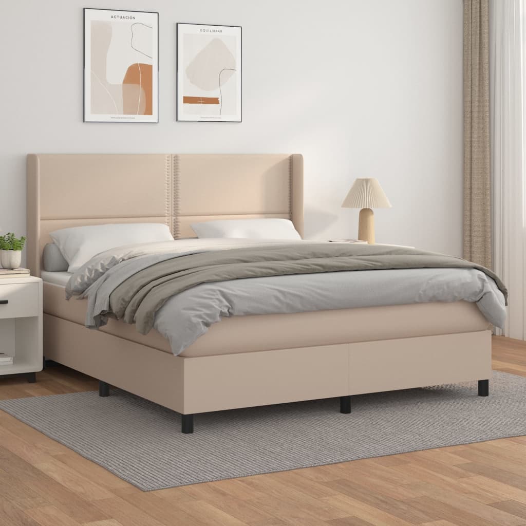 Boxspringbett Matratze Cappuccino-Braun 160x200 cm Kunstleder