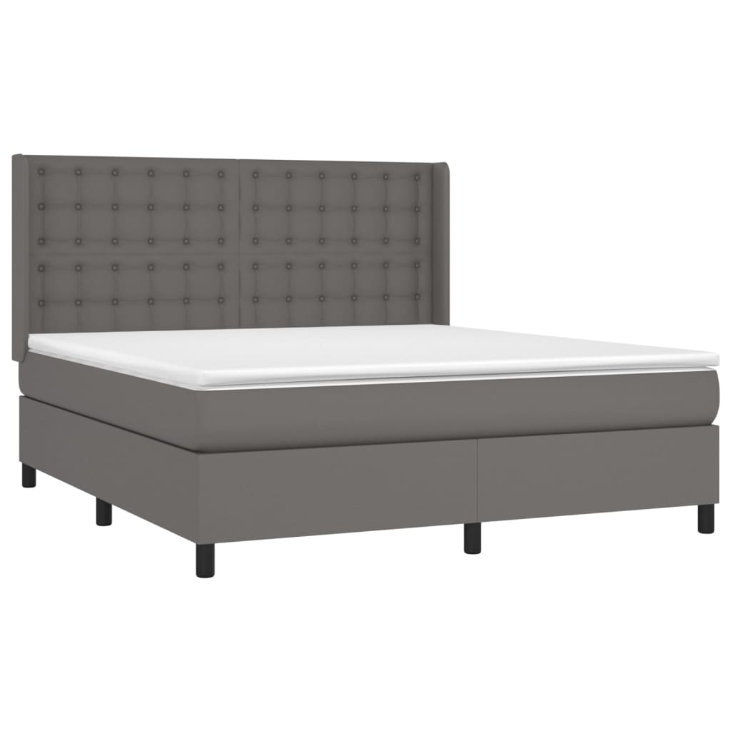 Boxspringbett mit Matratze Grau 160x200 cm Kunstleder