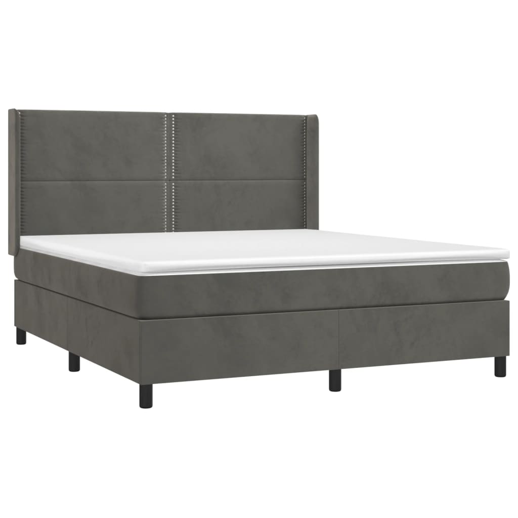 Boxspringbett mit Matratze Dunkelgrau 160x200 cm Samt