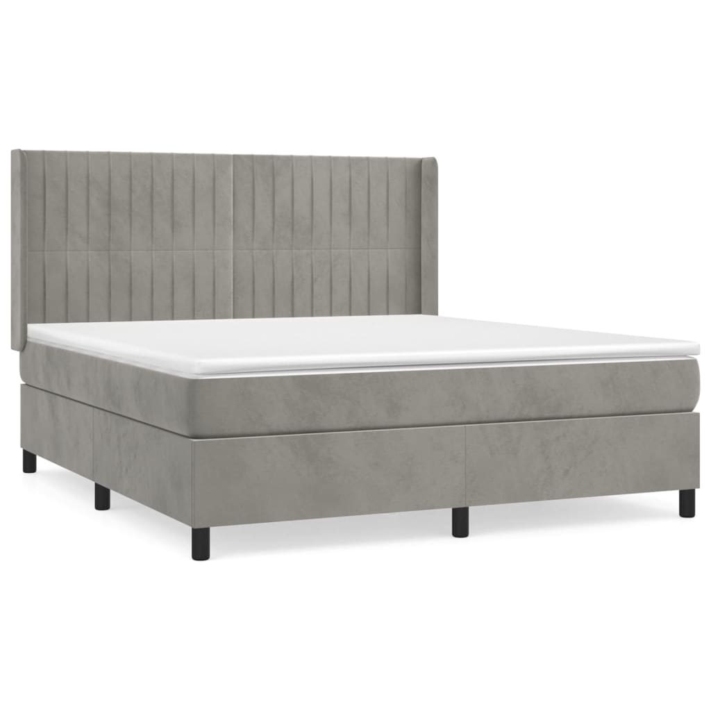 Boxspringbett mit Matratze Hellgrau 160x200 cm Samt