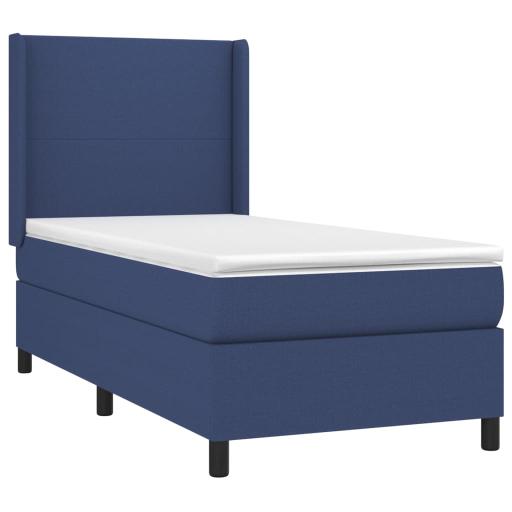 Boxspringbett mit Matratze & LED Blau 100x200 cm Stoff