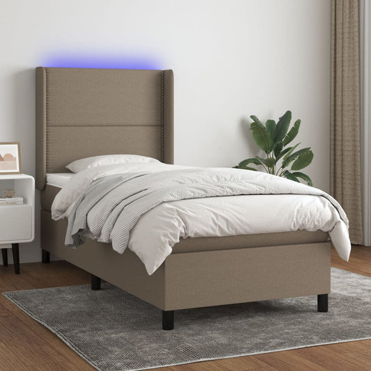 Boxspringbett mit Matratze & LED Taupe 100x200 cm Stoff