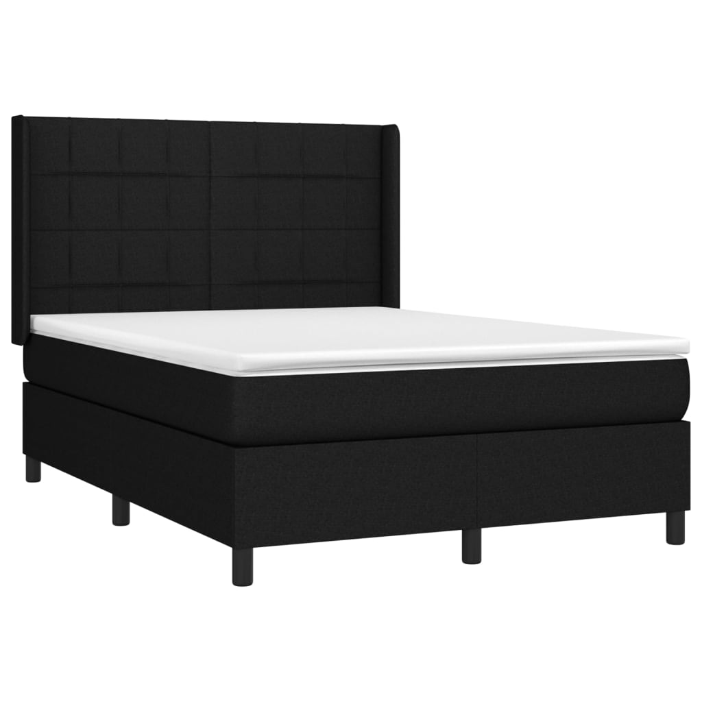 Boxspringbett mit Matratze & LED Schwarz 140x200 cm Stoff