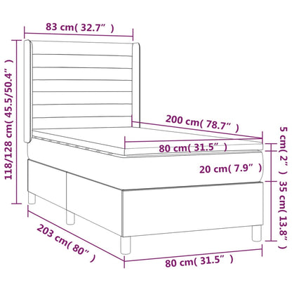 Boxspringbett mit Matratze & LED Blau 80x200 cm Stoff