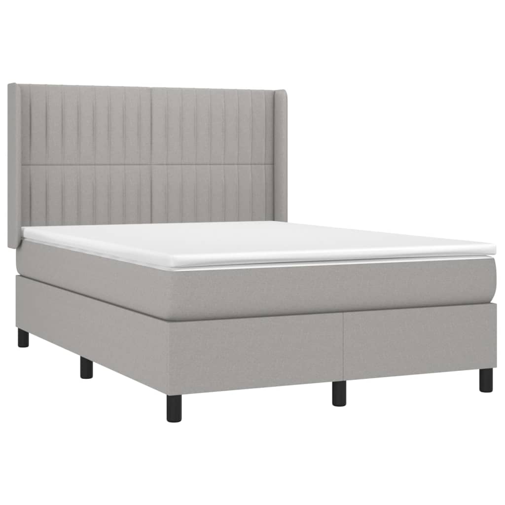 Boxspringbett mit Matratze & LED Hellgrau 140x200 cm Stoff