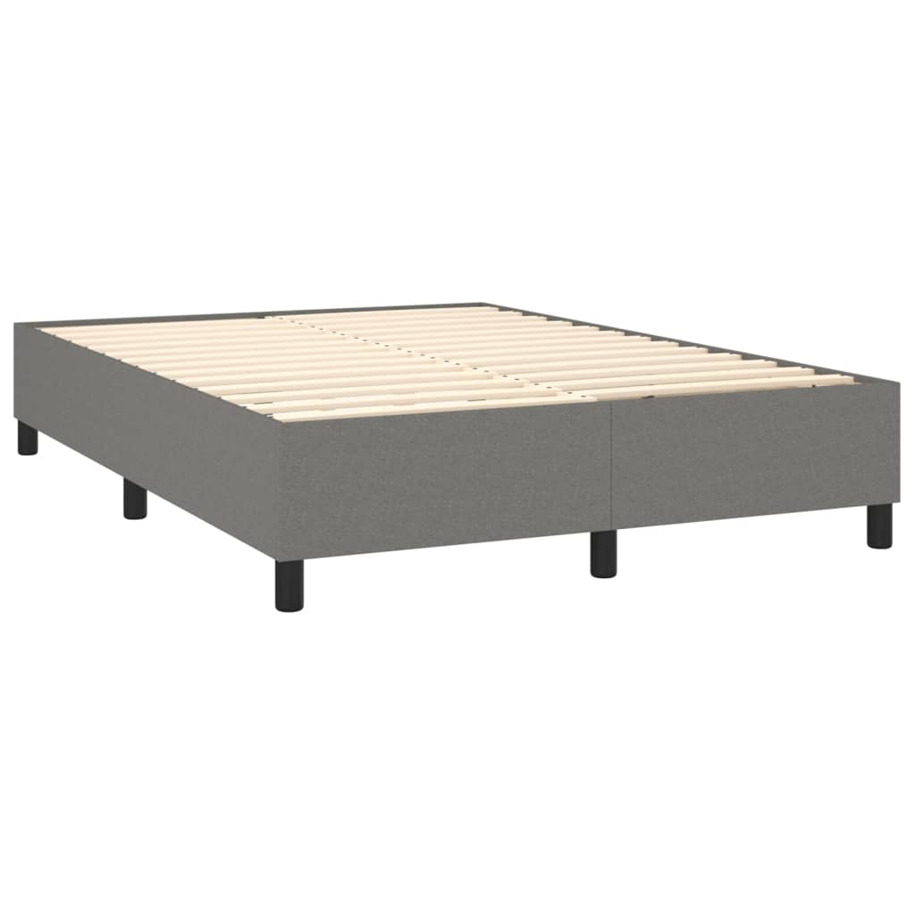 Boxspringbett mit Matratze & LED Dunkelgrau 140x200 cm Stoff