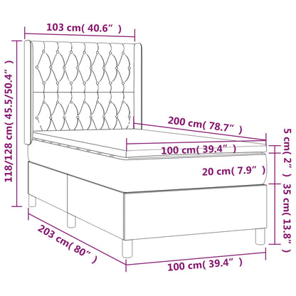 Boxspringbett mit Matratze & LED Dunkelbraun 100x200 cm Stoff