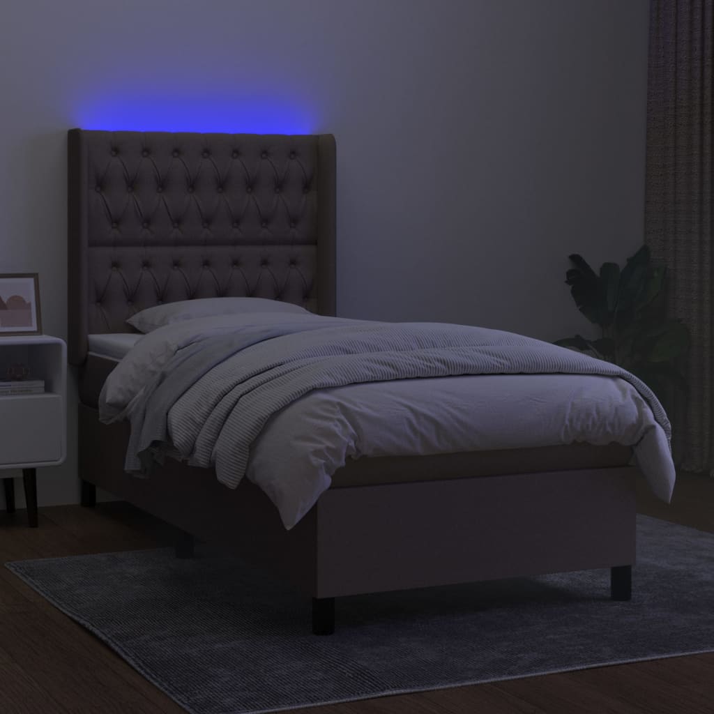 Boxspringbett mit Matratze & LED Taupe 100x200 cm Stoff