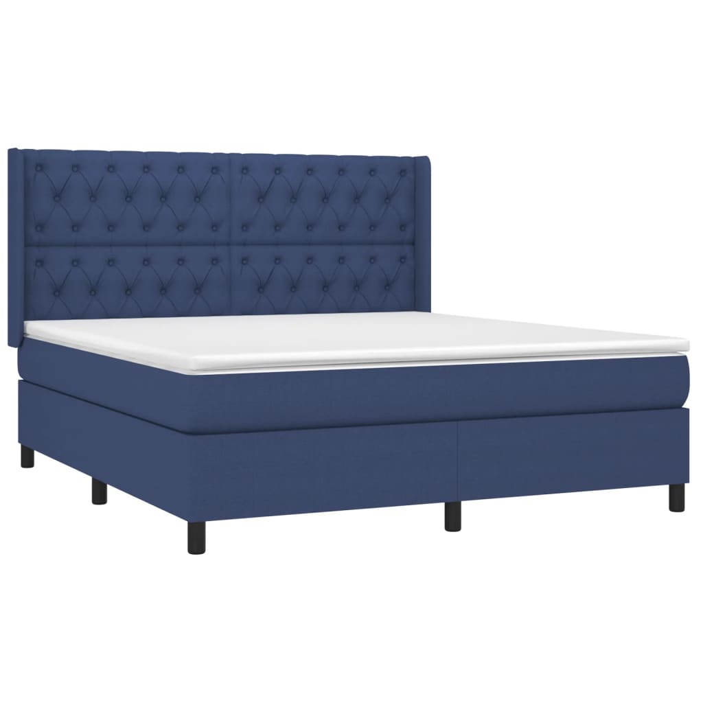 Boxspringbett mit Matratze & LED Blau 160x200 cm Stoff