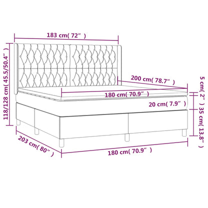 Boxspringbett mit Matratze & LED Dunkelgrau 180x200 cm Stoff