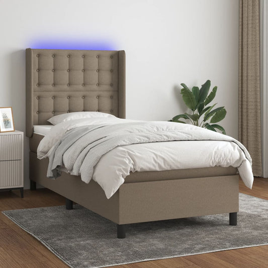 Boxspringbett mit Matratze & LED Taupe 80x200 cm Stoff