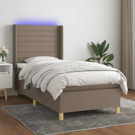 Boxspringbett mit Matratze & LED Taupe 100x200 cm Stoff