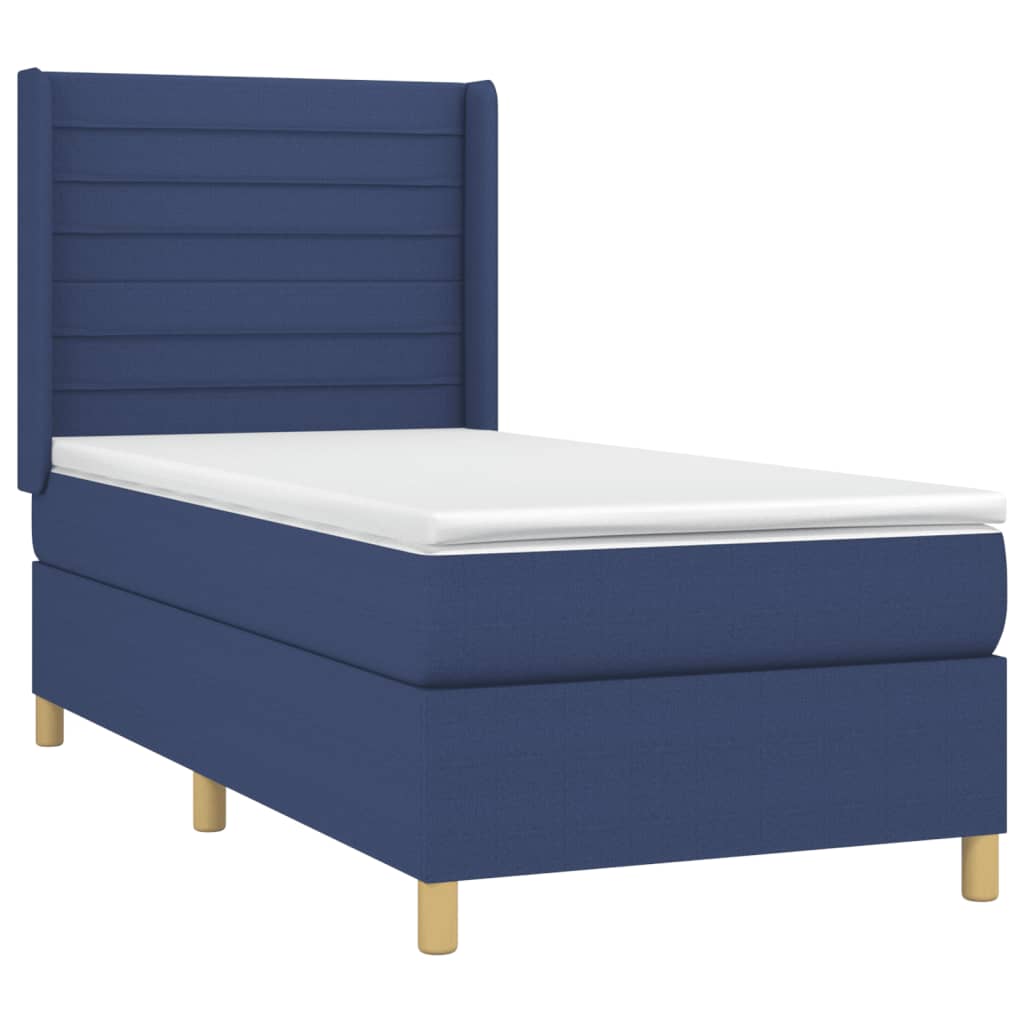 Boxspringbett mit Matratze & LED Blau 100x200 cm Stoff