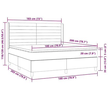 Boxspringbett mit Matratze & LED Dunkelbraun 180x200 cm Stoff