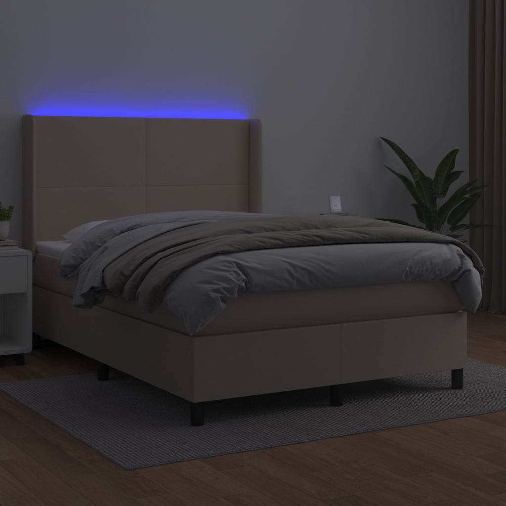 Boxspringbett mit Matratze & LED Cappuccino-Braun 140x200cm