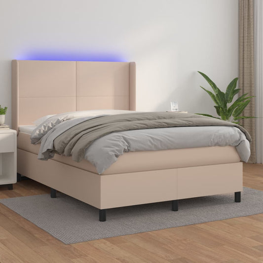 Boxspringbett mit Matratze & LED Cappuccino-Braun 140x200cm