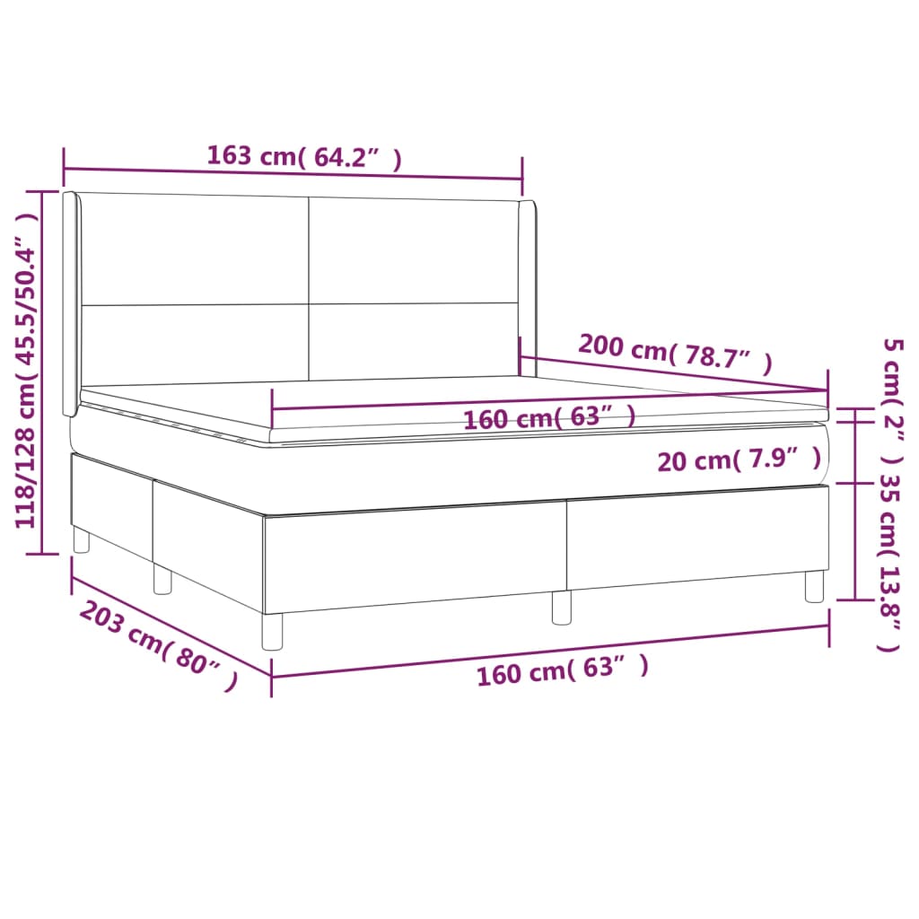 Boxspringbett mit Matratze & LED Schwarz 160x200 cm Kunstleder