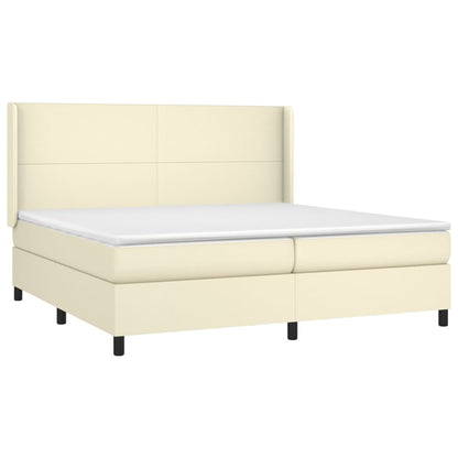 Boxspringbett mit Matratze & LED Creme 200x200 cm Kunstleder