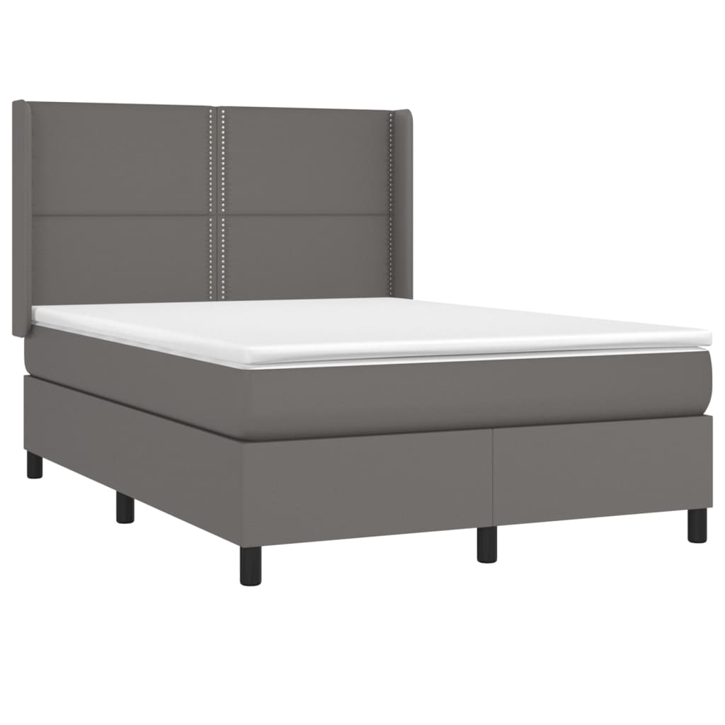 Boxspringbett mit Matratze & LED Grau 140x200 cm Kunstleder