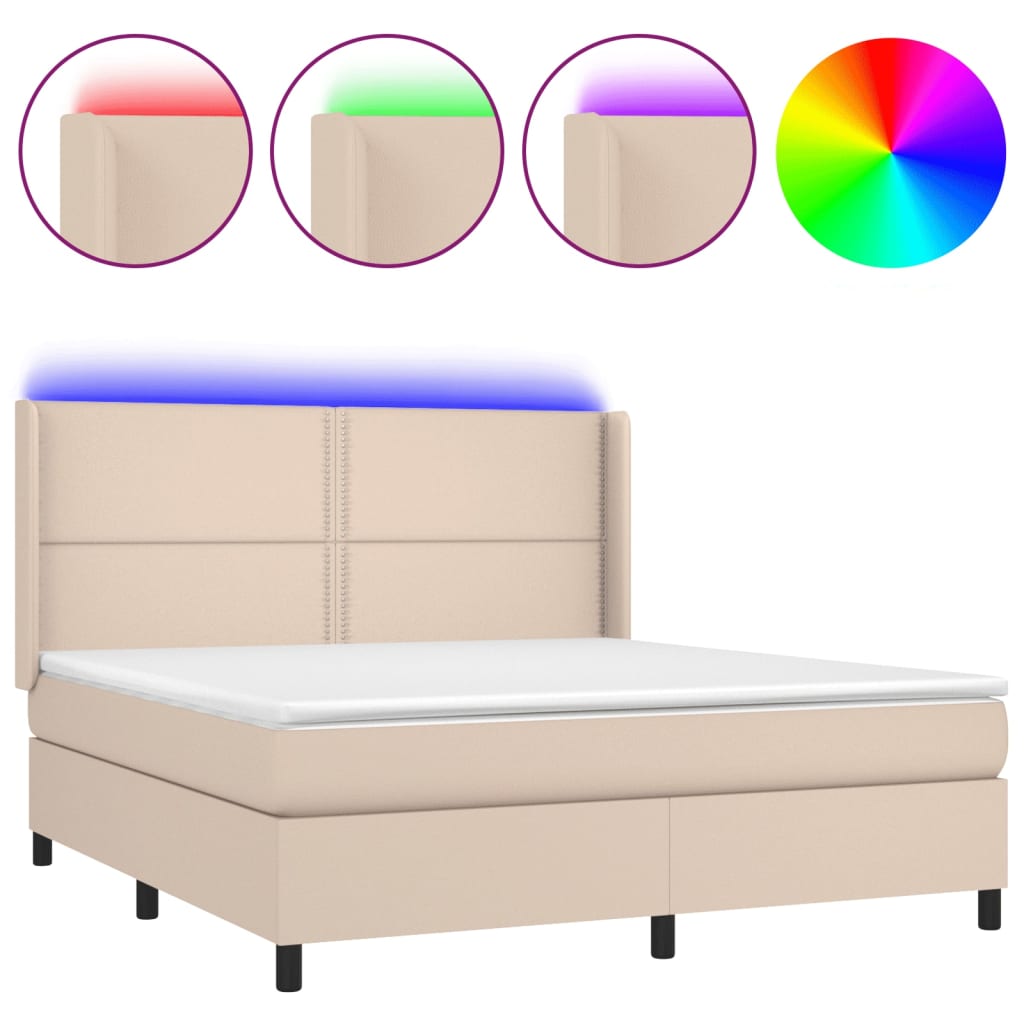 Boxspringbett mit Matratze & LED Cappuccino-Braun 160x200cm