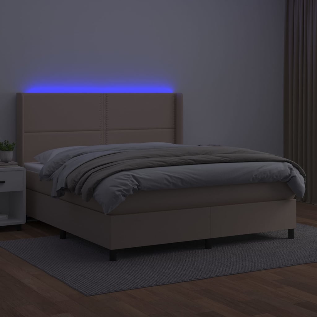 Boxspringbett mit Matratze & LED Cappuccino-Braun 160x200cm