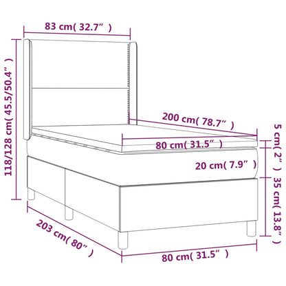 Boxspringbett mit Matratze & LED Dunkelgrün 80x200 cm Samt