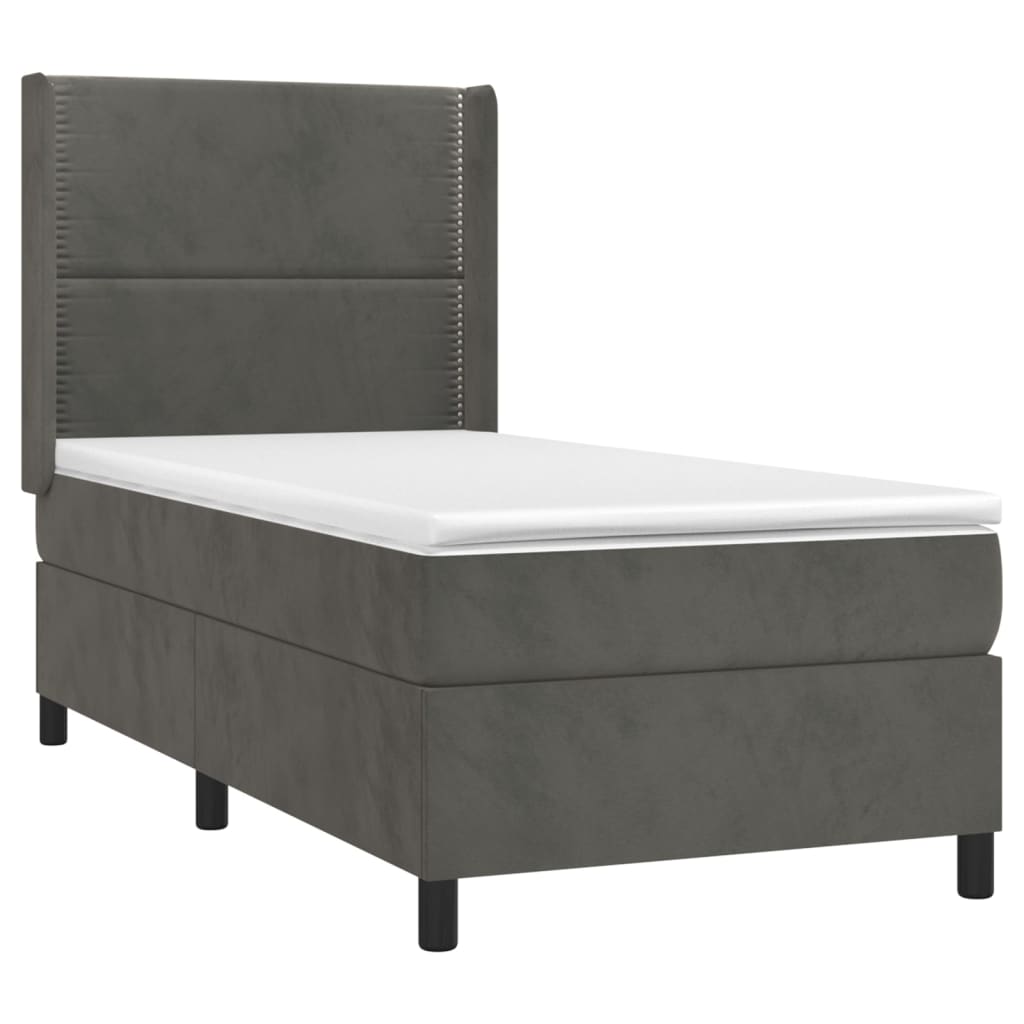 Boxspringbett mit Matratze & LED Dunkelgrau 100x200 cm Samt