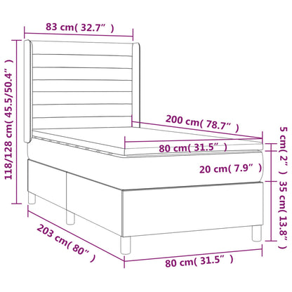 Boxspringbett mit Matratze & LED Dunkelgrün 80x200 cm Samt