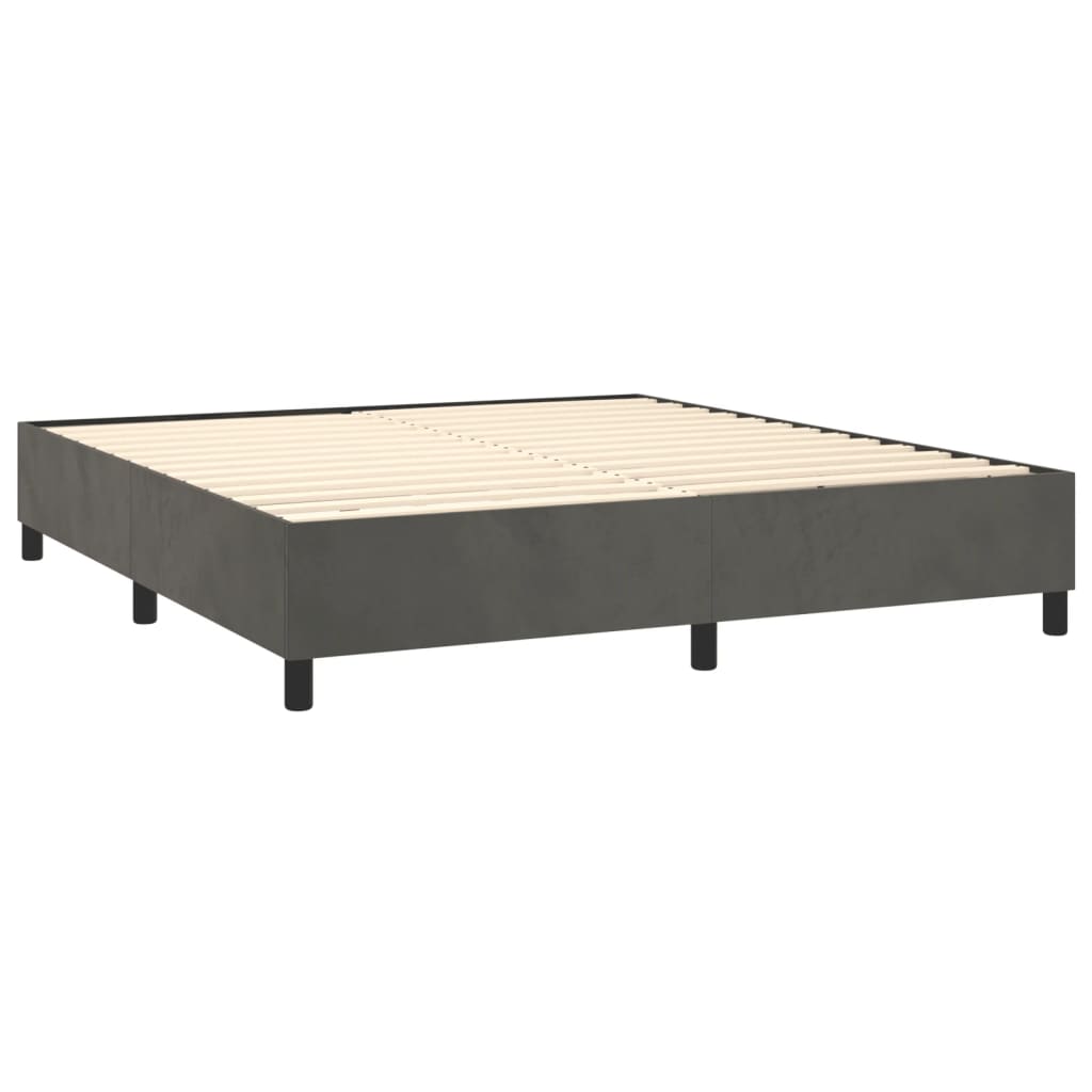 Boxspringbett mit Matratze & LED Dunkelgrau 160x200 cm Samt