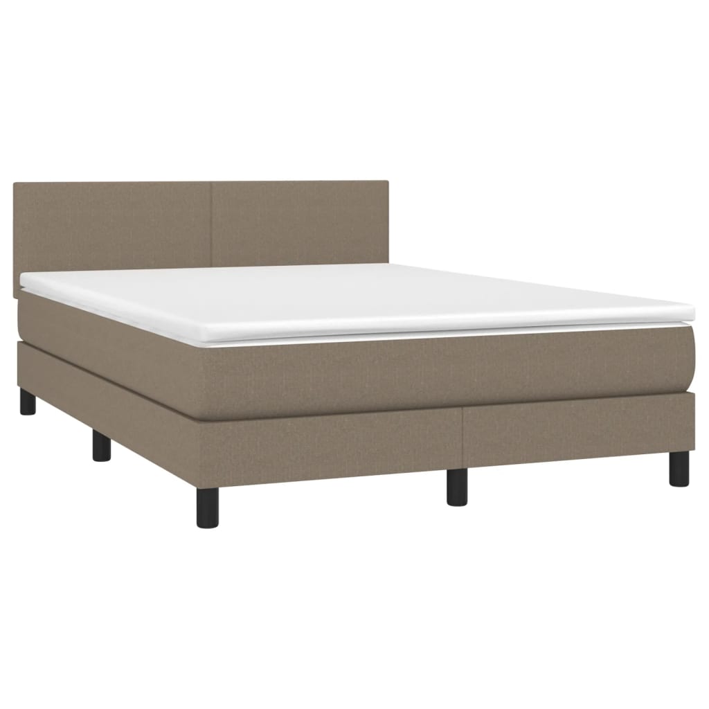 Boxspringbett mit Matratze & LED Taupe 140x190 cm Stoff