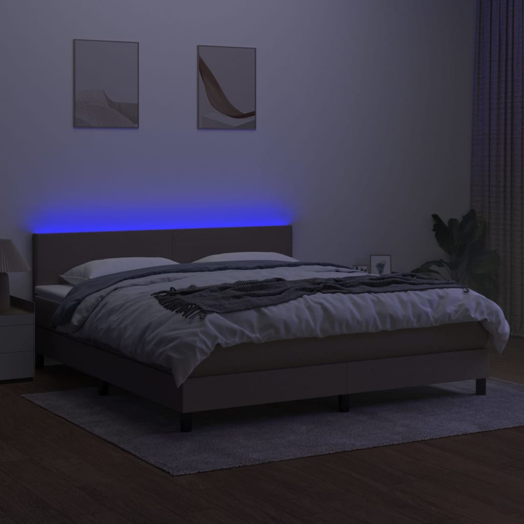 Boxspringbett mit Matratze & LED Taupe 160x200 cm Stoff