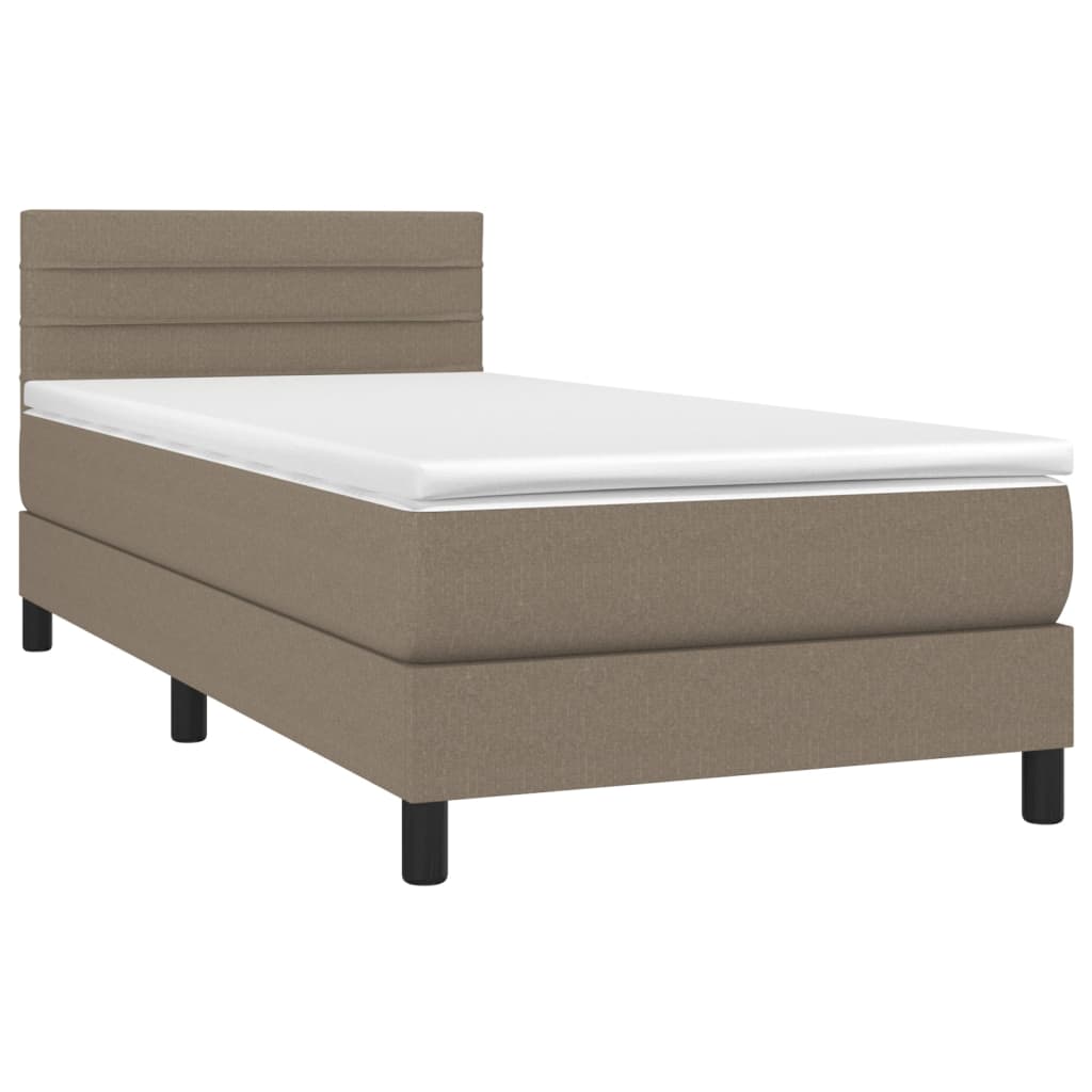 Boxspringbett mit Matratze & LED Taupe 100x200 cm Stoff