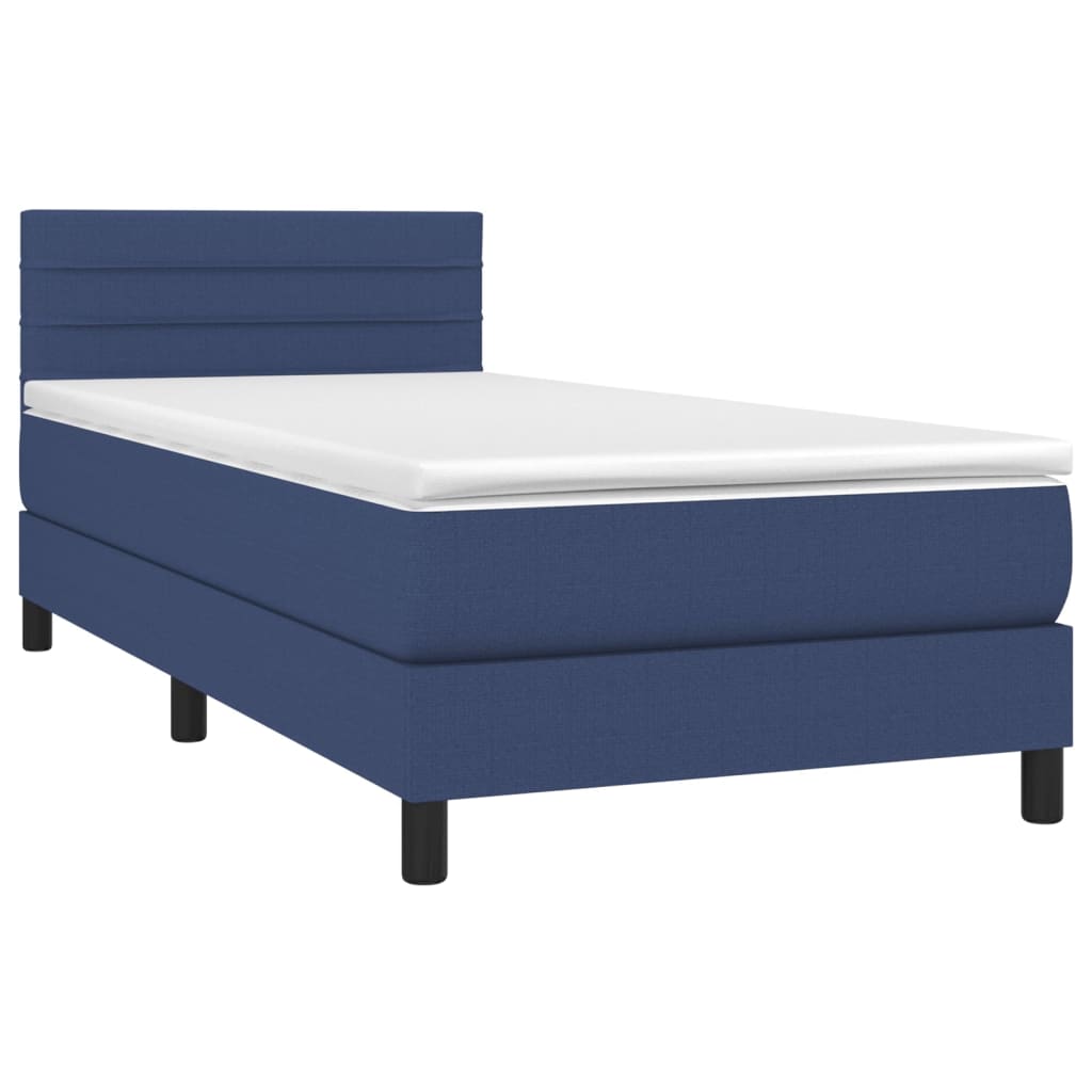 Boxspringbett mit Matratze & LED Blau 100x200 cm Stoff