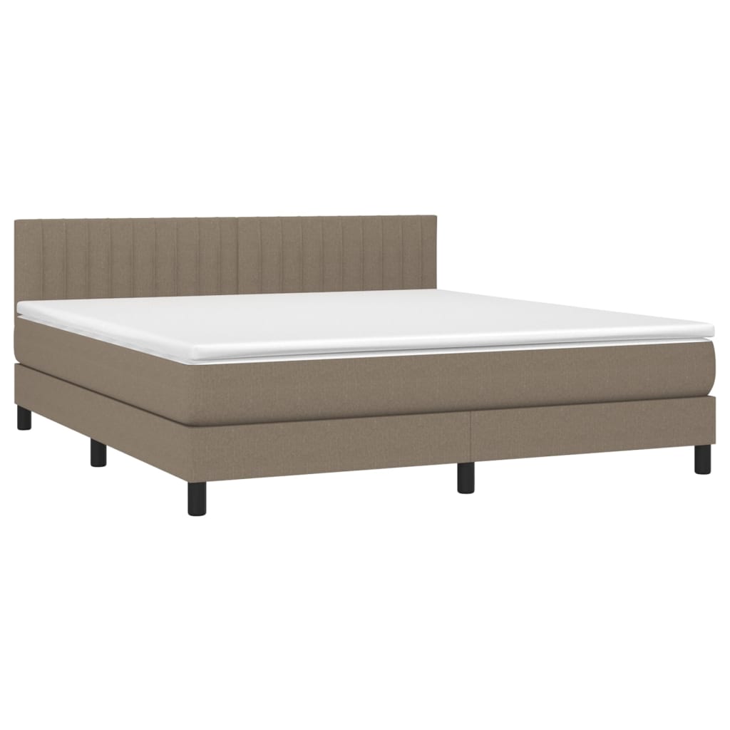 Boxspringbett mit Matratze & LED Taupe 160x200 cm Stoff