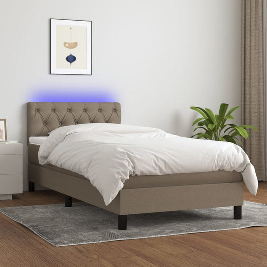 Boxspringbett mit Matratze & LED Taupe 80x200 cm Stoff