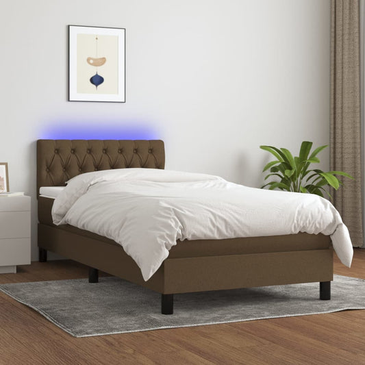 Boxspringbett mit Matratze & LED Dunkelbraun 100x200 cm Stoff