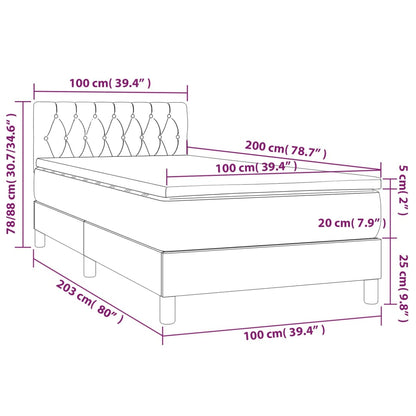 Boxspringbett mit Matratze & LED Creme 100x200 cm Stoff