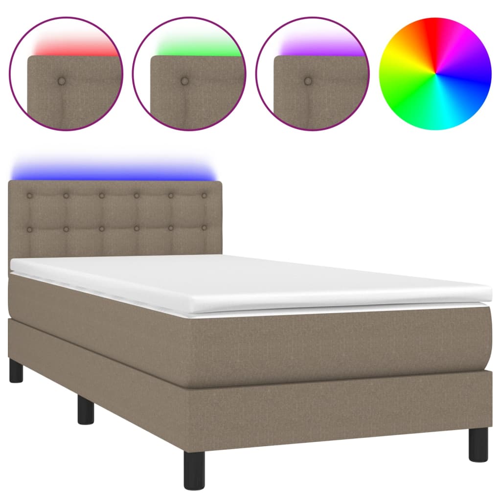 Boxspringbett mit Matratze & LED Taupe 80x200 cm Stoff