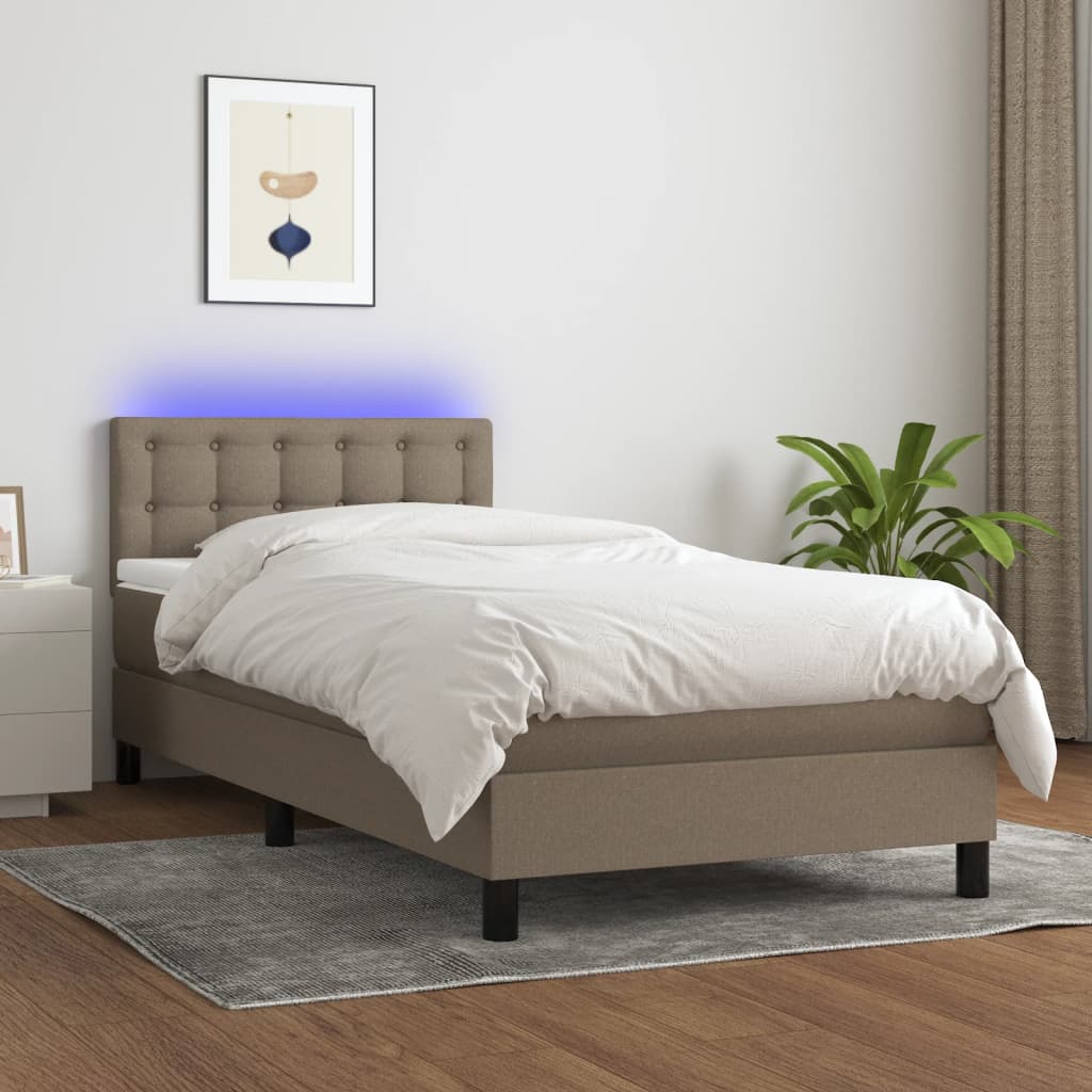 Boxspringbett mit Matratze & LED Taupe 80x200 cm Stoff