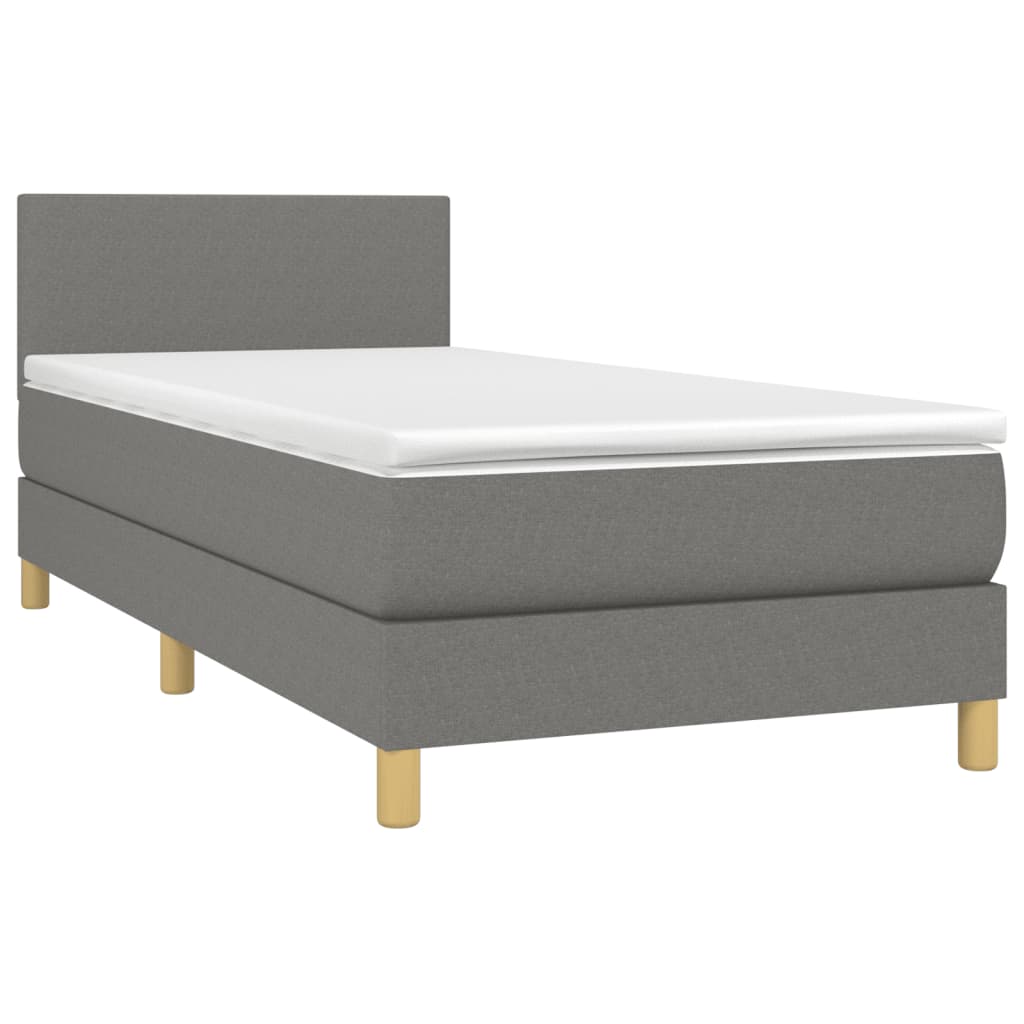 Boxspringbett mit Matratze & LED Dunkelgrau 100x200 cm Stoff