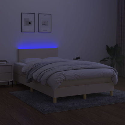 Boxspringbett mit Matratze & LED Creme 120x200 cm Stoff
