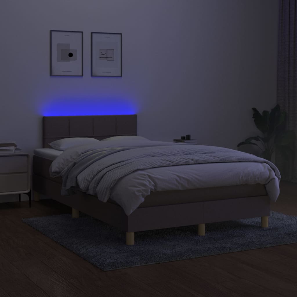 Boxspringbett mit Matratze & LED Taupe 120x200 cm Stoff