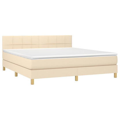 Boxspringbett mit Matratze & LED Creme 180x200 cm Stoff