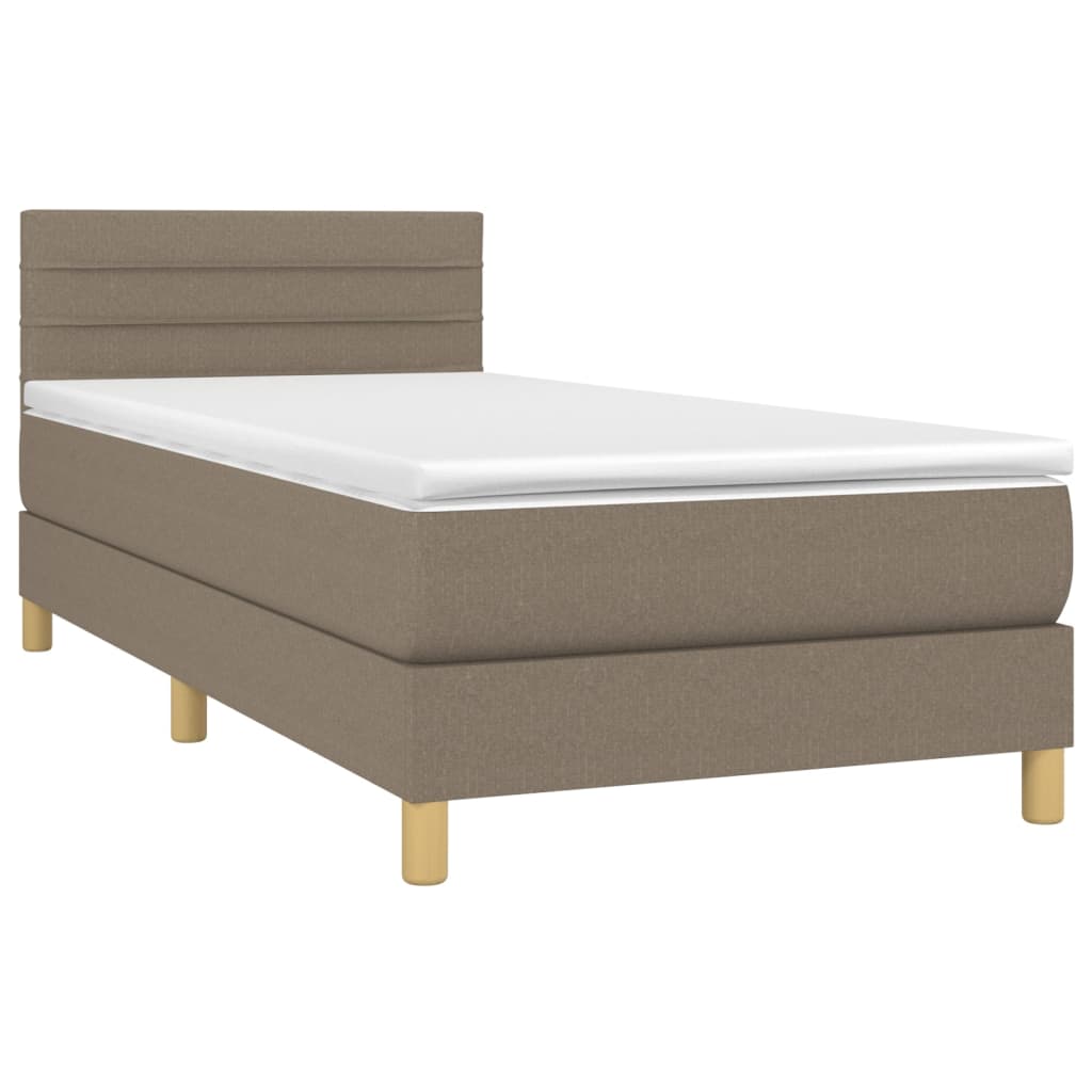 Boxspringbett mit Matratze & LED Taupe 100x200 cm Stoff