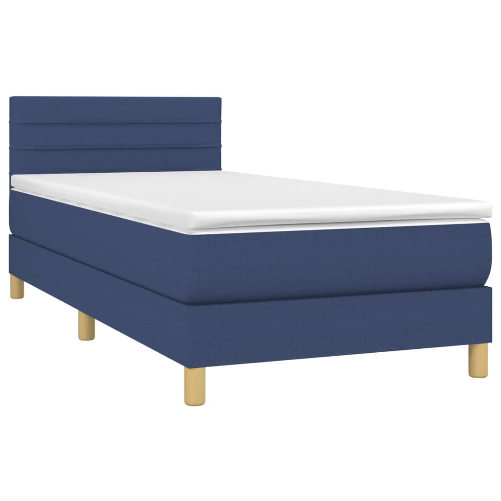 Boxspringbett mit Matratze & LED Blau 100x200 cm Stoff