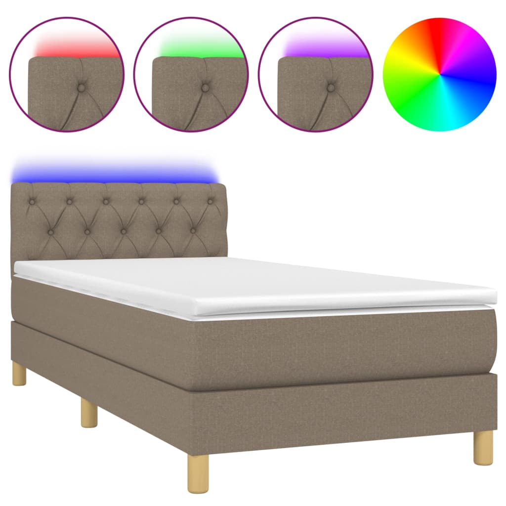 Boxspringbett mit Matratze & LED Taupe 80x200 cm Stoff