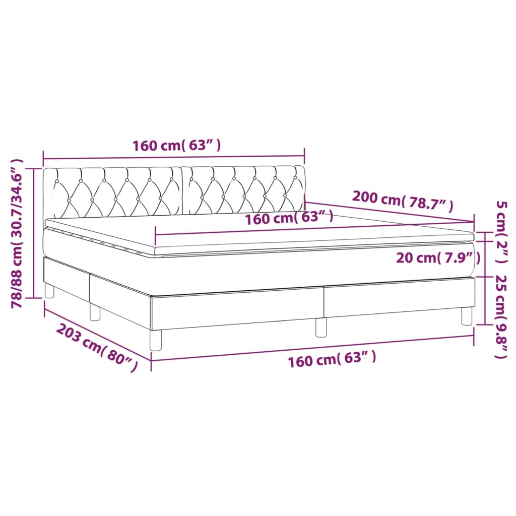 Boxspringbett mit Matratze & LED Blau 160x200 cm Stoff