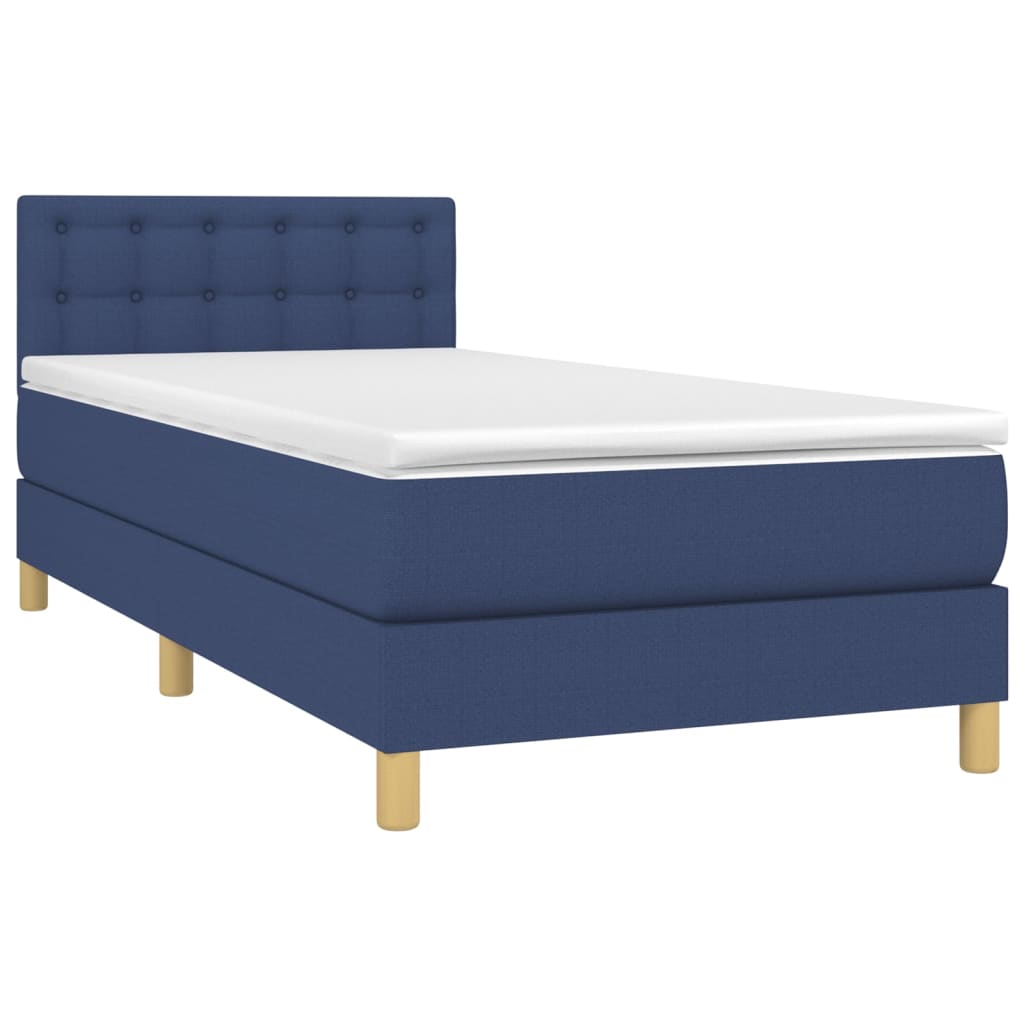 Boxspringbett mit Matratze & LED Blau 100x200 cm Stoff