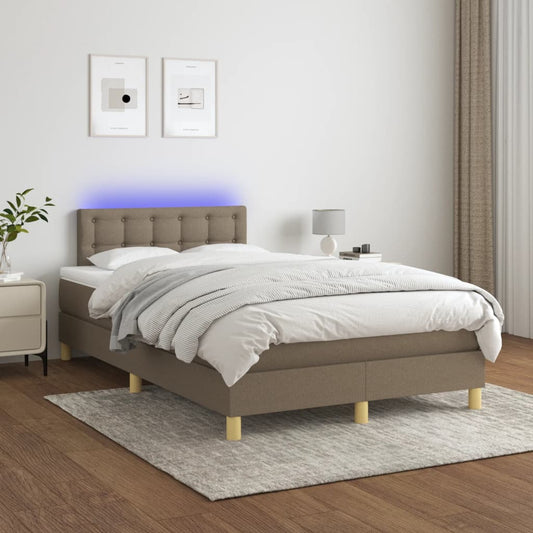 Boxspringbett mit Matratze & LED Taupe 120x200 cm Stoff