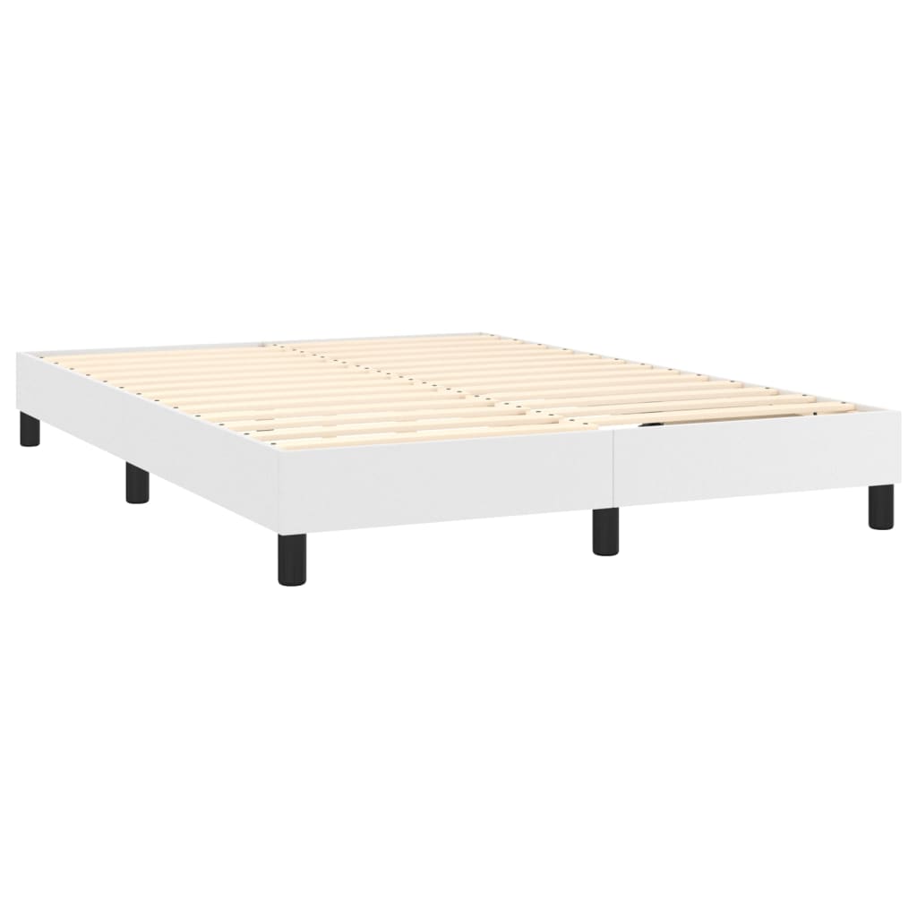 Boxspringbett mit Matratze & LED Weiß 140x200 cm Kunstleder